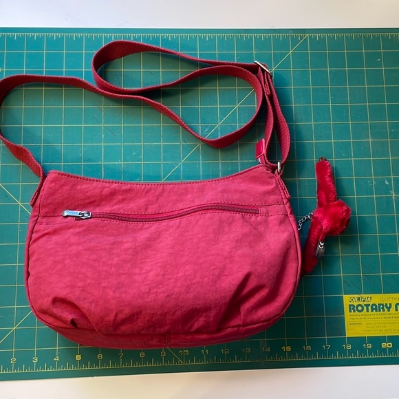 Kipling Syro Raspberry Red Crossbody Bag with Monkey KeyChain - Picture 4 of 12